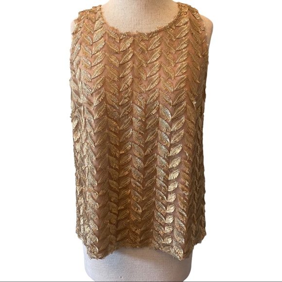 Anthropologie Sunday in Brooklyn Gold Leaf Top - Picture 3 of 10